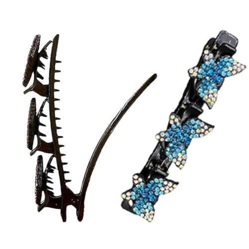 Nuyhadds Schmetterlinge Zopf-Haarspangen,Zopf-Haarspangen - Mädchen Damen Haarschmuck Styling Zopfschmuck - Hair Fashion Braider Glänzende Haarnadel Entenschnabel-Clip für Schule, Hochzeit, Arbeit von Nuyhadds