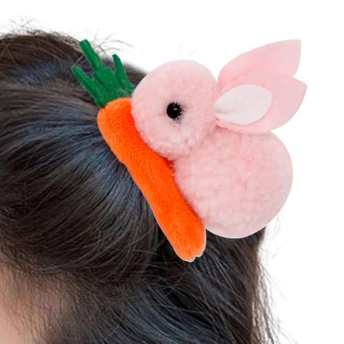 Bunny Plüsch Haarspange, Plüsch Bunny Karotte Haarnadel Niedlich Gefüllte Häschen Haarspange Elastische Plüsch Tier Häschen Haarschmuck Häschen Haarschmuck für Frauen Frauen Mädchen von Nuyhgtr