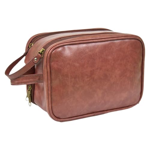 Kulturbeutel, Badezimmer-Reisetasche, Reise-Kulturbeutel, Herren-Kulturbeutel, Rasierset-Organizer, 24 x 17 x 14 cm, große Kapazität, Kulturbeutel-Organizer für Badezimmer und Reisen, braun, Refer to von Nuyhgtr