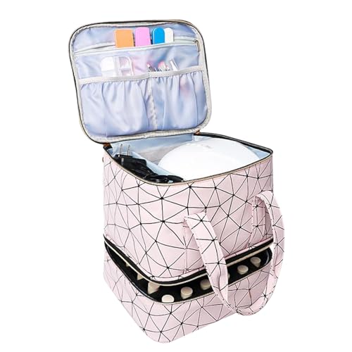 Nagellack-Organizer-Etui, Nagel-Tech-Tragetasche, 2-lagiger Nagellack-Halter, Nagel-Tech-Tragetasche mit robuster Konstruktion, Nagellackhalter Tragetasche für Nageltechniker unterwegs, rose, Refer to von Nuyhgtr