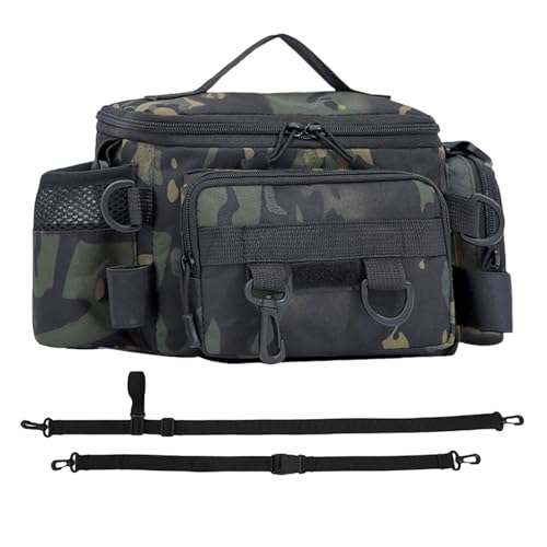 Nuyhgtr Angeltasche mit mehreren Fächern, kompakter Angelgerät-Organizer, Angelausrüstungstasche, vielseitige Angelaufbewahrungslösung, Angel-Reisetasche für Angelzubehör, camouflage, Refer to von Nuyhgtr