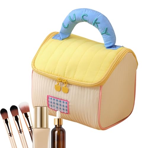 Reise-Make-up-Tasche, Kulturbeutel, Duschtasche, leichter Kosmetik-Organizer, geräumiges und wasserdichtes Design, 18 x 18 x 15 cm, ideal für Geschäftsreisen, Zuhause, Urlaub, gelb, Refer to von Nuyhgtr