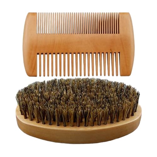 Beard Comb and Brush Set, Mustache Grooming Kit, Men Styling Accessories, Sided Firm Bristle Brush, Travel Friendly Design, for Daily Use, Home, Post Shower, Barber Prep von Nuytghr