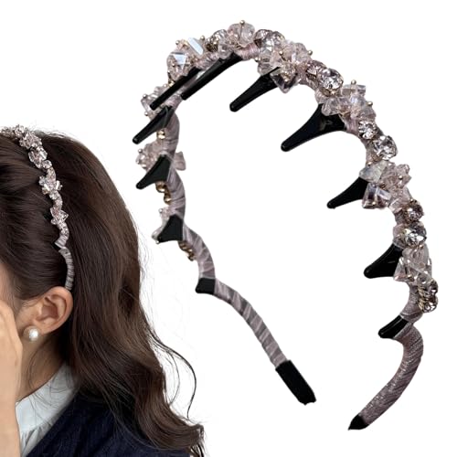 Geflochtenes Haarband, Elegante Strasssteine Kopfband Mit Anti-Rutsch-Zinken, Dekoratives Haaraccessoire Für Mädchen Frauen Zuhause Hochzeit Festivals von Nuytghr