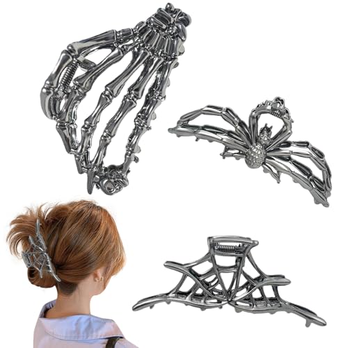 Halloween Krallenklammern Für Dickes Haar - Gothische Haar-Spangen Klemmen Größe M | Starker Halt Barrettes 3 Teile Für Damen Studenten Reise Fitness Outdoor Festivals Und Freizeit von Nuytghr