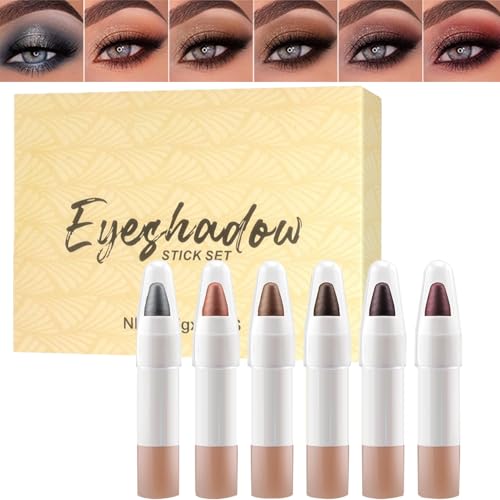 Lidschatten Stift, Creme Lidschatten Stift, Konturierer Highlighter Beautystift 6 Farben Wasserdichtes Abend Make Up von Nuytghr