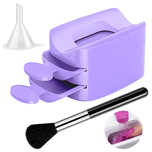 Nail Dip Container, Portable Double Layer Powder Tray White Purple Glitter Saver Holder Application Design for Women Hand Tools Nail Tech Manicure and Care Use Nail Dip Container, Portable Double Layer Powder Tray White Purple Glitter Saver Holder Application Design for Women Hand Tools Nail Tech Manicure and Care Use von Nuytghr
