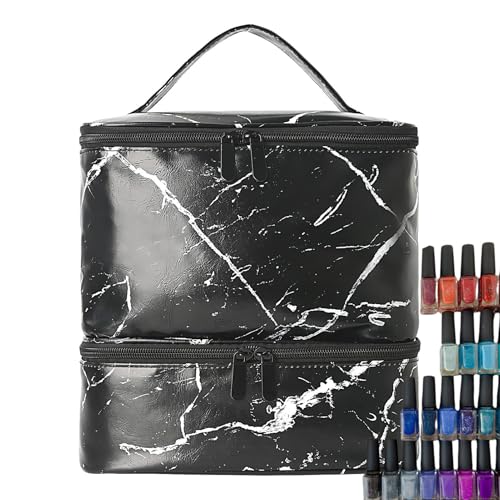 Nail Polish Bag, Double-Layer Manicure Organizer, Compact Nail Care Storage, Flexible Lamp Supplies Case, Lightweight Portable Travel Pouch for Families and Professionals von Nuytghr