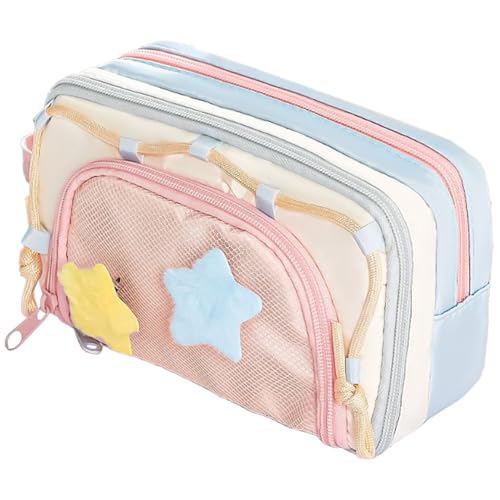 Nuytghr Federmäppchen, Fünfzackiger Stern Schulorganizer, Ästhetische Stiftetasche Mit Reißverschluss Schreibwaren Organisation Must-Haves Für Kinder Studenten Mädchen Kunst Basteln Zeichnen Schule von Nuytghr
