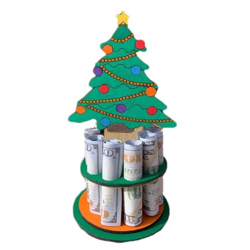 Nuytghr Weihnachten Geldklammer Weihnachten Cash Clip Weihnachten Cash Holder Festliche Geldklammer Holzmaterial Geld Aufbewahrung Clip für Wohnzimmer, Arbeitszimmer, Weihnachtsfeier, von Nuytghr
