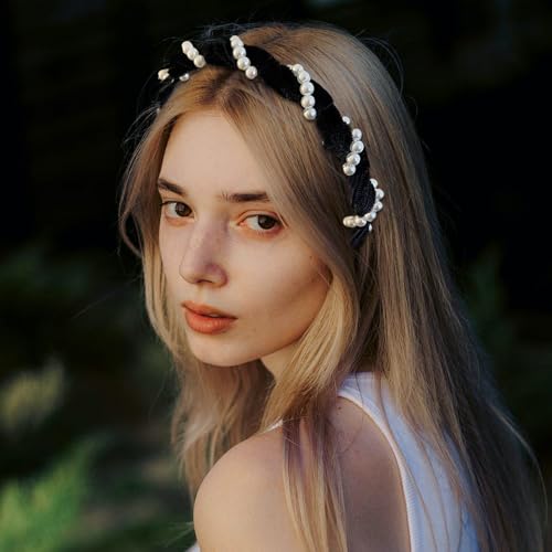Perlen Stirnband - 3 Teile Elegantes Haarband - Dekoratives Rutschfestes Headwear Mit Noppen Für Damen Mädchen Hochzeit Schule Abendessen Bankett Arbeit von Nuytghr