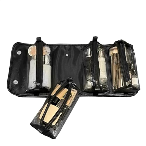 Reise-Make-up-Tasche für Damen, aufrollbare Make-up-Tasche, 4-in-1-Make-up-Tasche, wasserdichte Make-up-Tasche, elegante kompakte aufrollbare Make-up-Tasche, tragbare faltbare Make-up-Tasche, Schwarz Reise-Make-up-Tasche für Damen, aufrollbare Make-up-Tasche, 4-in-1-Make-up-Tasche, wasserdichte Make-up-Tasche, elegante kompakte aufrollbare Make-up-Tasche, tragbare faltbare Make-up-Tasche, Schwarz von Nuytghr