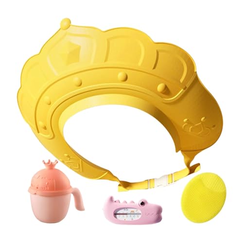 Shampoo-Hut für Kinder | Visierhut mit Wassertemperaturanzeige und Shampoo-Becher - Shampoo-Kappe mit Shampoo-Bürste zum Waschen von Haaren Dusche Badeschutz von Nuytghr