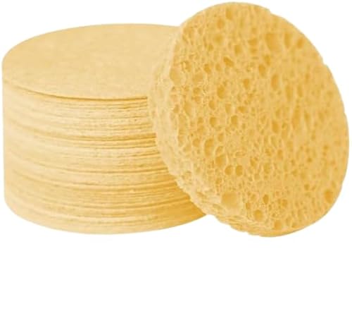 Nvzi 10 Stück natürliche biologisch abbaubare komprimierte Holzzellstoff Baumwolle Gesichtsreiniger Make-up-Entferner Gesichtsschwamm Peeling-Werkzeug Orange Reinigungsschwamm von Nvzi
