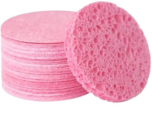 Nvzi 10 Stück natürliche biologisch abbaubare komprimierte Holzzellstoff Baumwolle Gesichtsreiniger Make-up-Entferner Gesichtsschwamm Peeling-Werkzeug Rosa Reinigungsschwamm von Nvzi
