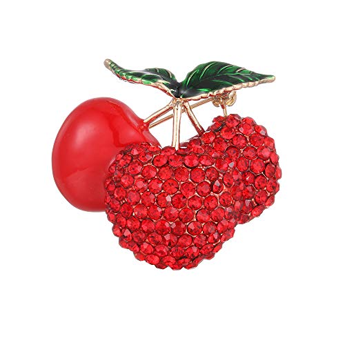 Nvzi 2 Broschen für Frauen Obst und Blumen Emaille Ansteckbrosche Kirsche Heidelbeere Erdbeere Tropfen Öl Brosche C13 von Nvzi
