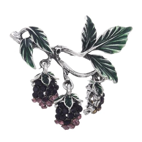 Nvzi 2 Broschen für Frauen Obst und Blumen Emaille Ansteckbrosche Kirsche Heidelbeere Erdbeere Tropfen Öl Brosche C15 von Nvzi