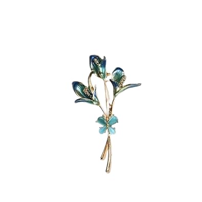 Nvzi Broschen Pins Vintage Brosche grüne Emaille Brosche Mode Pflanze Blumen Brosche Pins Modeschmuck Zubehör für Frauen Geschenk, B06 von Nvzi