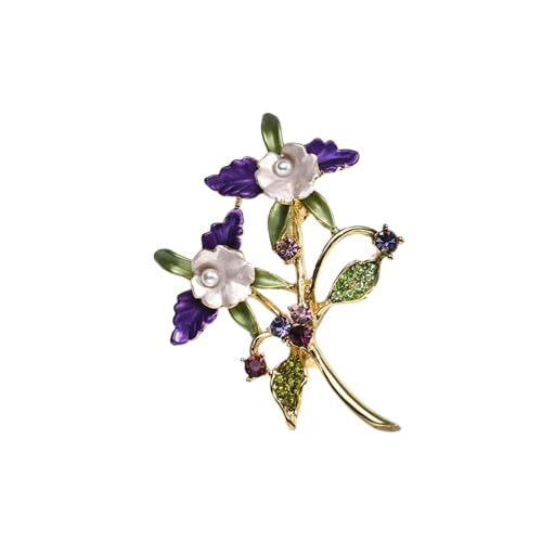 Nvzi Broschen Pins Vintage Brosche grüne Emaille Brosche Mode Pflanze Blumen Brosche Pins Modeschmuck Zubehör für Frauen Geschenk, B17 von Nvzi