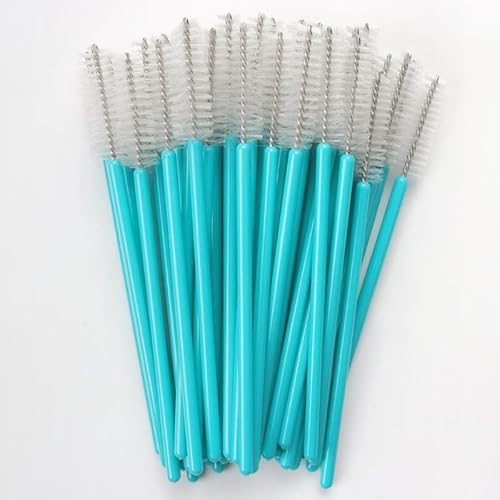 Nvzi Einweg-Wimpern-Mascara-Pinsel für Wimpernverlängerung, Augenbrauen und Make-up (blauer Stab, weißer Kopf), 200 Stück von Nvzi