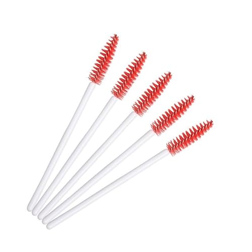 Nvzi Einweg-Wimpern-Mascara-Pinsel für Wimpernverlängerung, Augenbrauen und Make-up (weißer roter Kopf), 200 Stück von Nvzi