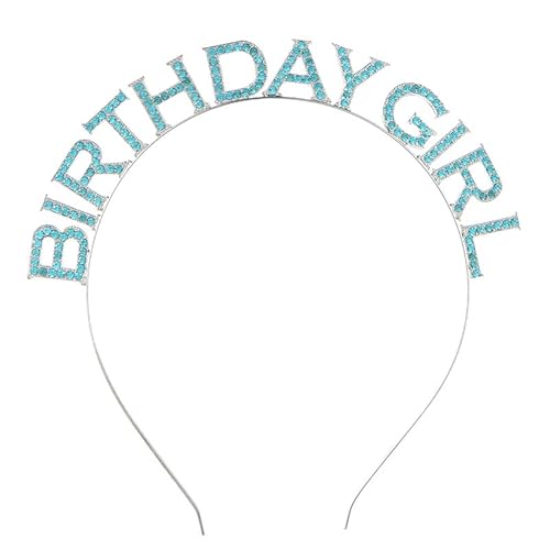 Nvzi Geburtstag Mädchen Stirnband Prinzessin Geburtstag Tiara Metall Strass Kristall Stirnband (Blau) von Nvzi