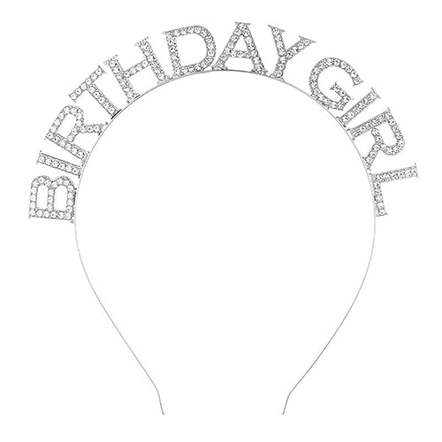 Nvzi Geburtstag Mädchen Stirnband Prinzessin Geburtstag Tiara Metall Strass Kristall Stirnband (Silber) von Nvzi