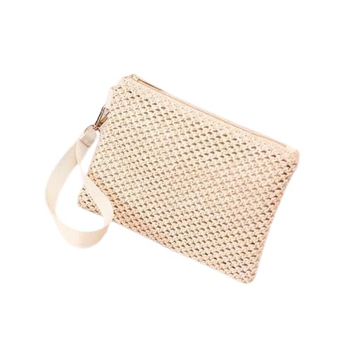 Nvzi Gewebte Damen-Umhängetasche, gewebte Tragetasche und Kosmetiktasche, Sommer, Strand, Weben, schicke gewebte Tragetasche, Handtasche, Schultertaschen, 21 x 1 x 15 cm, Weiß, 3 Stück von Nvzi