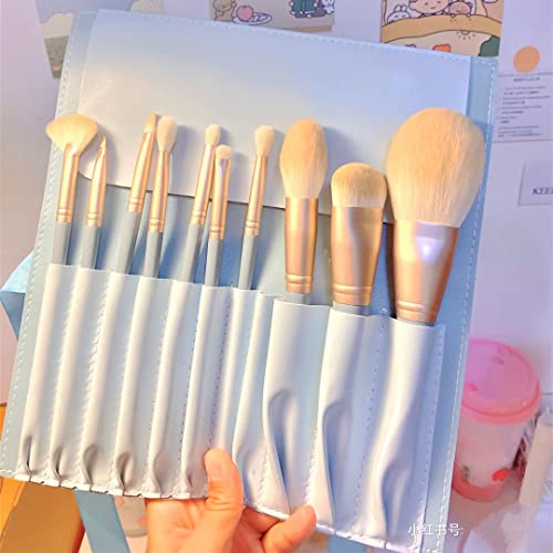Nvzi Make-up-Pinsel, Make-up-Pinsel-Set, 10-teilig, Reise-Make-up-Pinsel-Set, Kosmetikpinsel für Gesicht, Foundation, Rouge, Lidschatten (blau), A15 von Nvzi