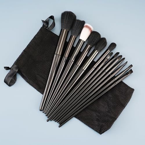 Nvzi Make-up-Pinsel, Make-up-Pinsel-Set, 13-teiliges Reise-Make-up-Pinsel-Set, Kosmetikpinsel für Gesicht, Foundation, Rouge, Lidschatten, mit Aufbewahrungstasche (schwarz) von Nvzi