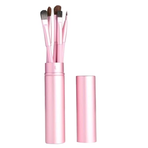 Nvzi Make-up-Pinsel, Make-up-Pinsel-Set, 5-teiliges Reise-Make-up-Pinsel-Set, Kosmetikpinsel für Gesicht, Foundation, Rouge, Lidschatten, mit Aufbewahrungstasche (Rosa) von Nvzi