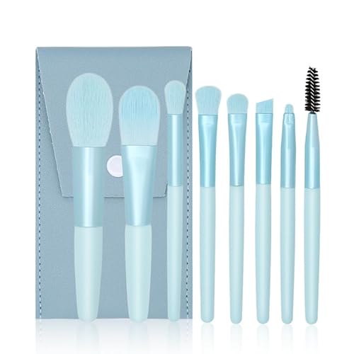 Nvzi Make-up-Pinsel, Make-up-Pinsel-Set, 8-teilig, Reise-Make-up-Pinsel-Set, Kosmetikpinsel für Gesicht, Foundation, Rouge, Lidschatten, mit Aufbewahrungstasche, Blau von Nvzi