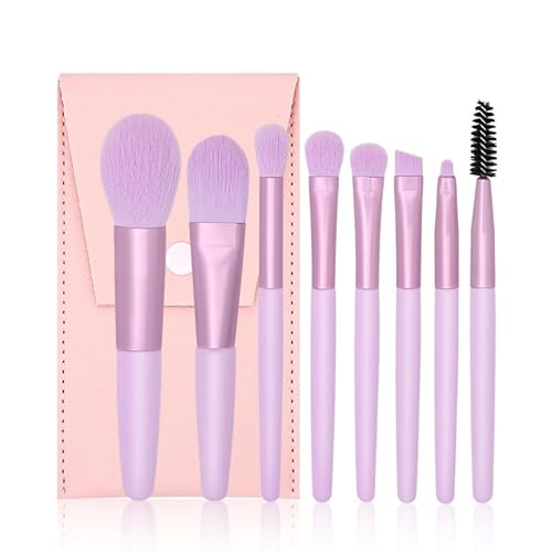 Nvzi Make-up-Pinsel, Make-up-Pinsel-Set, 8-teilig, Reise-Make-up-Pinsel-Set, Kosmetikpinsel für Gesicht, Foundation, Rouge, Lidschatten, mit Aufbewahrungstasche, Violett von Nvzi