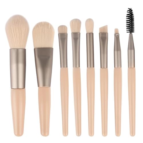 Nvzi Make-up-Pinsel, Make-up-Pinsel-Set, Mini, 8-teiliges Reise-Make-up-Pinsel-Set, Kosmetikpinsel für Gesicht, Foundation, Rouge, Lidschatten (Beige) von Nvzi