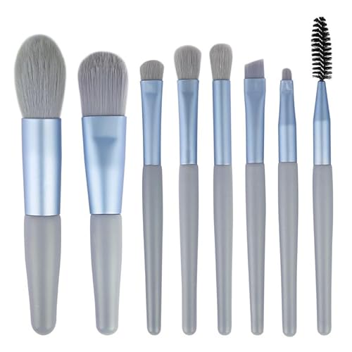 Nvzi Make-up-Pinsel, Make-up-Pinsel-Set, Mini, 8-teiliges Reise-Make-up-Pinsel-Set, Kosmetikpinsel für Gesicht, Foundation, Rouge, Lidschatten (blau) von Nvzi