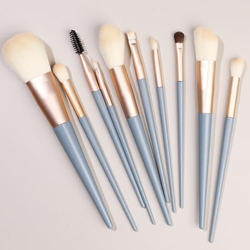 Nvzi Make-up-Pinsel-Set, 10 Stück, hochwertige synthetische Grundierung, Puder, Concealer, Lidschatten, Rouge, Make-up-Pinsel, Grau von Nvzi