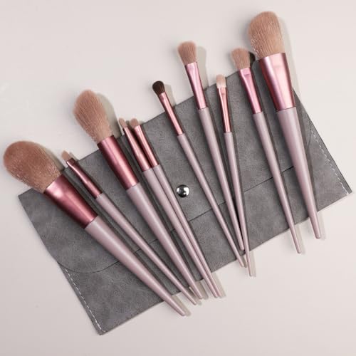 Nvzi Make-up-Pinsel-Set, 10 Stück, hochwertige synthetische Grundierung, Puder, Concealer, Lidschatten, Rouge, Pink, Make-up-Pinsel mit rosa Aufbewahrungstasche (A02) von Nvzi