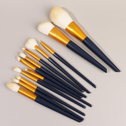 Nvzi Make-up-Pinsel-Set, 12-teilig, hochwertige synthetische Grundierung, Puder, Concealer, Lidschatten, Rouge, Make-up-Pinsel, Nvay Blue von Nvzi