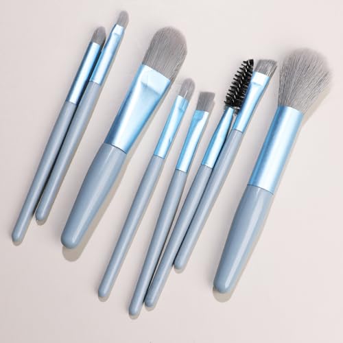 Nvzi Make-up-Pinsel-Set, 8-teilig, hochwertige synthetische Grundierung, Puder, Concealer, Lidschatten, Rouge, Make-up-Pinsel, Blau von Nvzi