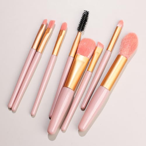 Nvzi Make-up-Pinsel-Set, 8-teilig, hochwertige synthetische Grundierung, Puder, Concealer, Lidschatten, Rouge, Make-up-Pinsel, Rosa von Nvzi