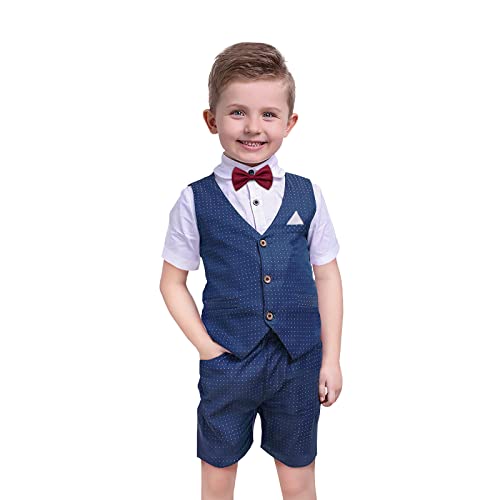 Nwada Baby Boys Clothing Set Fliege Spielanzug Shirt + Hose + Weste 4pcs Gentleman Outfits Weihnachten Jacke Anzüge 4-5 Jahre von Nwada