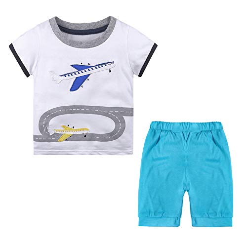 Bekleidungsset Flugzeug Kleidung Jungen Sport Gewand Frühling Outfit Sommer Schlafanzug Shirt und Shorts Blau Set 2 Jahre von Nwada