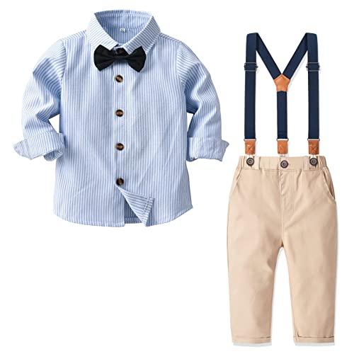 Nwada 4tlg Baby Jungen Anzug, Hosen und Hemdanzüge, Kinder, Herren, festliche Hochzeit, langärmlige Bodys für Frühling und Herbst 6-9 Monate von Nwada