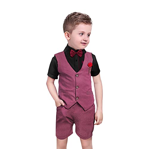 Nwada Jungen Anzug Set Kinder Blazer & Hosen Outfit, Kinder formelle Anzüge Kurzarmhemden + Weste + Hose + Fliege 4PCS Kinder Smoking Outfits Nwada Jungen Anzug Set Kinder Blazer & Hosen Outfit, Kinder formelle Anzüge Kurzarmhemden + Weste + Hose + Fliege 4PCS Kinder Smoking Outfits von Nwada