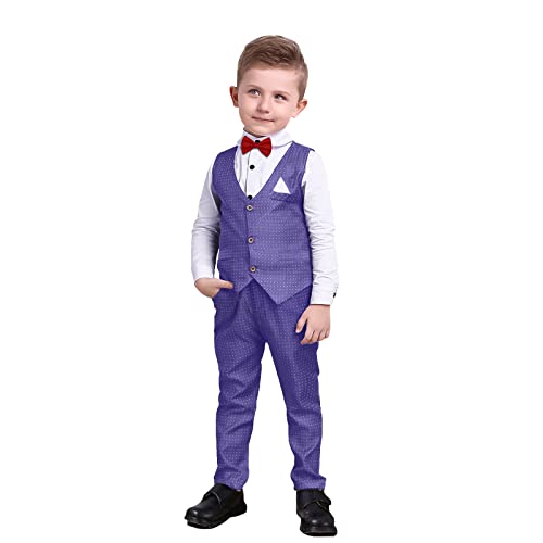 Nwada Kleinkind Anzüge Jungen Herren Weste Anzug Hochzeitsoutfits 4 Stück Jungen Weste und Hosen Set Anzug 3-4 Jahre von Nwada