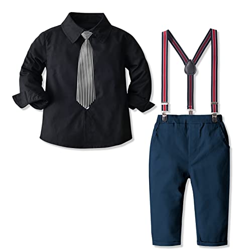 Nwada Kleinkind Jungen Gentleman Anzüge Kinder Kleid Kleidung Outfit 4-teilige Hosenträger-Sets für formelle Kleidung des Babys von Nwada