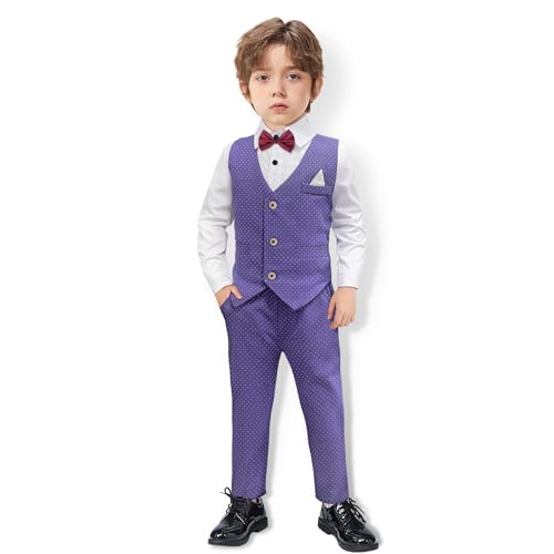 Nwada Little Boys Gentleman Anzug Set Langarm Hemd mit Fliege + Weste + Hose Hochzeit 4-5 Jahre von Nwada
