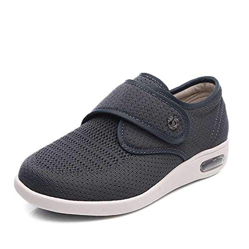 Nwarmsouth Diabetes Schuhe Wanderschuhe Air Cushion,Fügen Sie Dünger hinzu, um geschwollene Fußschuhe zu verbreitern, Klettdiabetikerschuhe-grau_41,Klett-Halbschuh Gesundheits-Schuh bequem von Nwarmsouth