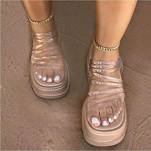 Nwarmsouth Sommer Flach Bade Schlappen,Sommer-Plateausandalen, wasserdichte Slipper mit Absatzabsatz für Damen - braun_43,Casual Mode Dusche Sandalen von Nwarmsouth