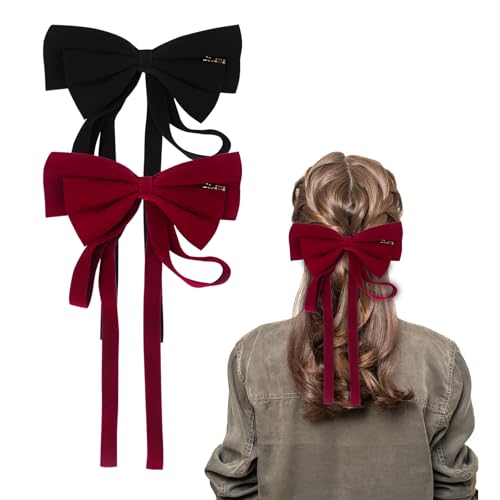 2 Stück Haarschleifen Damen, 17,7× 30cm große Schleifen Haare Haarspangen Haarbänder Haarschmuck für Mädchen Frauen von Nwvuop